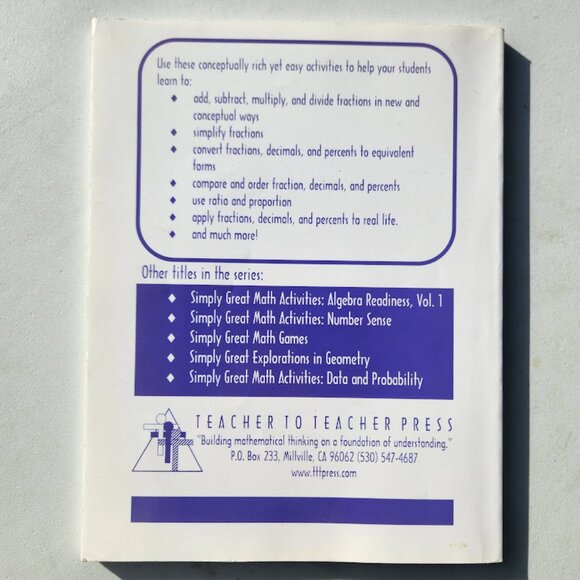 Simply Great Math Activities: Fractions, Decimals, & Percents Workbook Book Pape - Picture 2 of 12